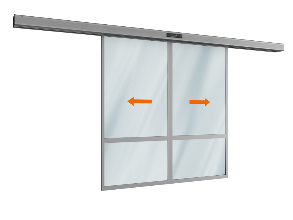 AD-SP drayvi uchun avtomatik sürmeli eshik komplekti (ikki harakatlanuvchi light-kanot)